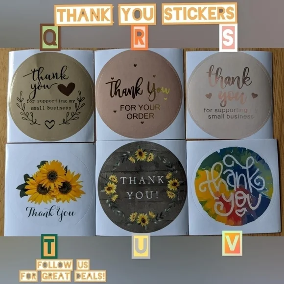 100 Thank You Stickers 2" Round or 2"x3" Fragile Sticker - Picture 3 of 3